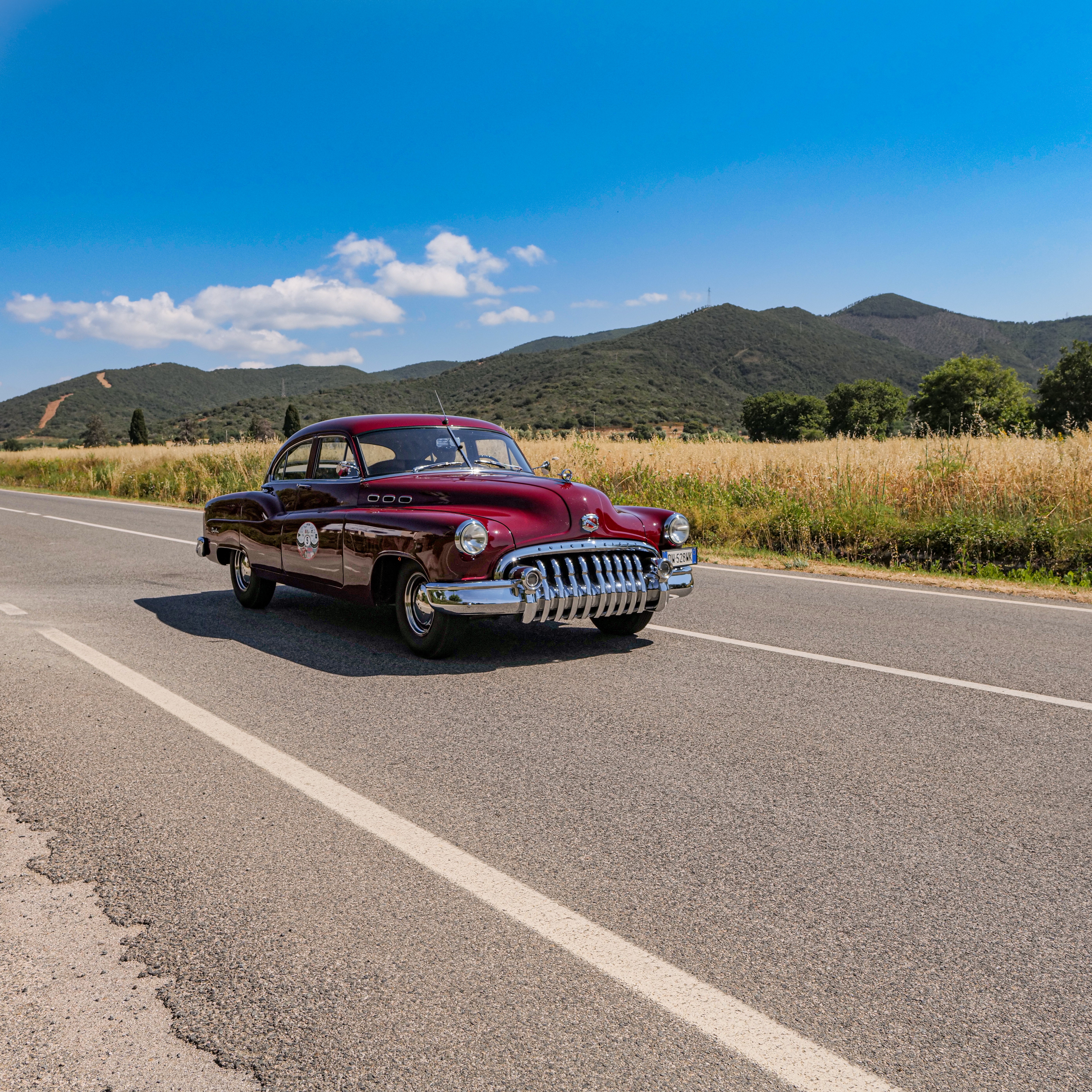 Red car on the road